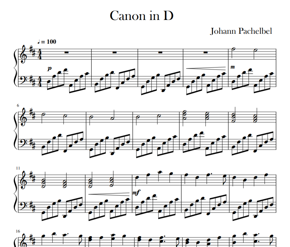Canon in D piano